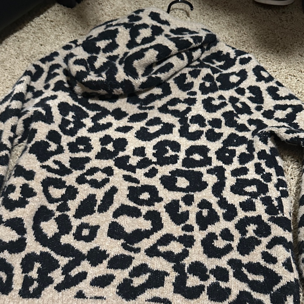 LOFT Black and Tan Leopard Print Cowl Neck Sweater - Picture 6 of 6